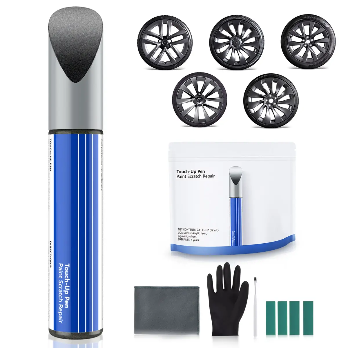 Wheel Rims Touch Up Paint Kit For Tesla Model 3/Y/S/X - Diy Curb Rash Repair With Color-Matched Touch Up Paint 2