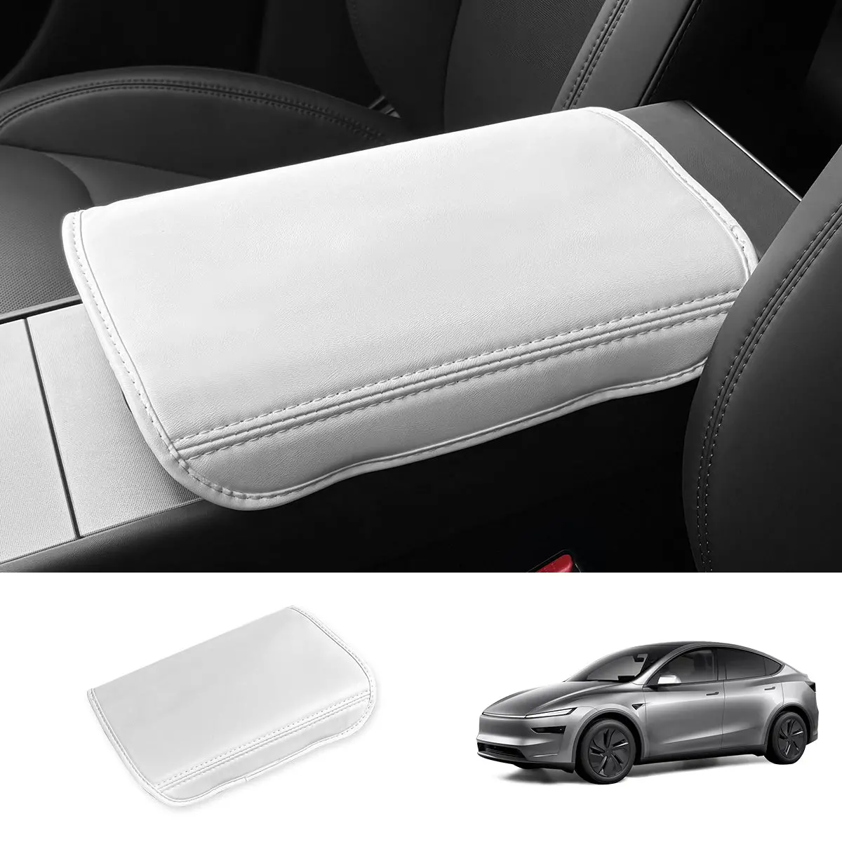 Leather Center Console Armrest Cover For Tesla Model Y Juniper 2025+ 1