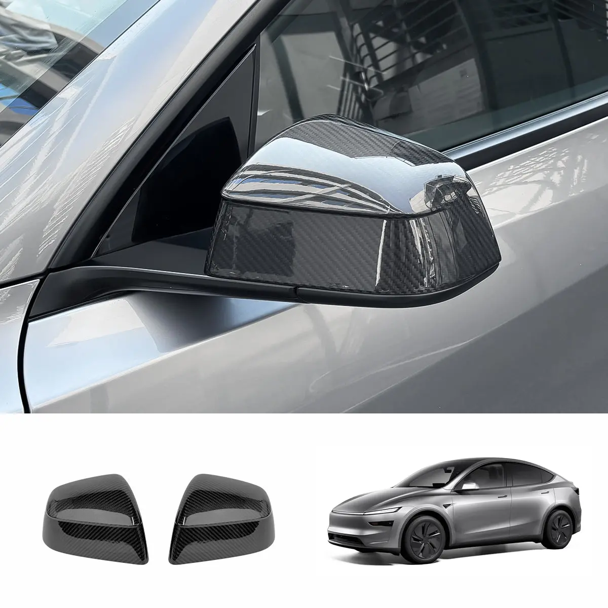 [Real Carbon Fiber] Rear View Mirror Covers For Tesla Model Y Juniper 2025+ (1 Pair) 1
