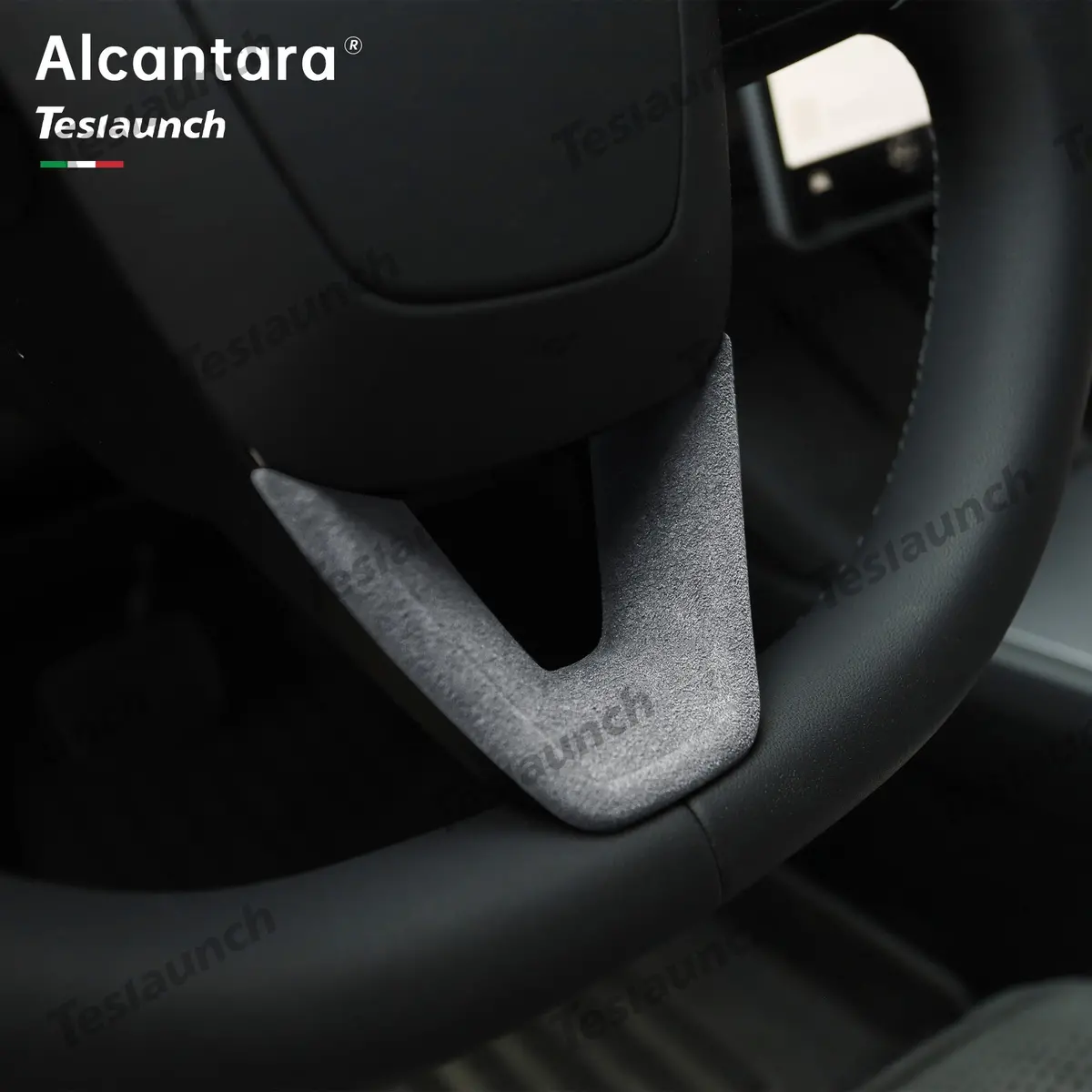 Alcantara Steering Wheel U-Shaped Cover Sticker For 2024+ Model 3 Highland 4