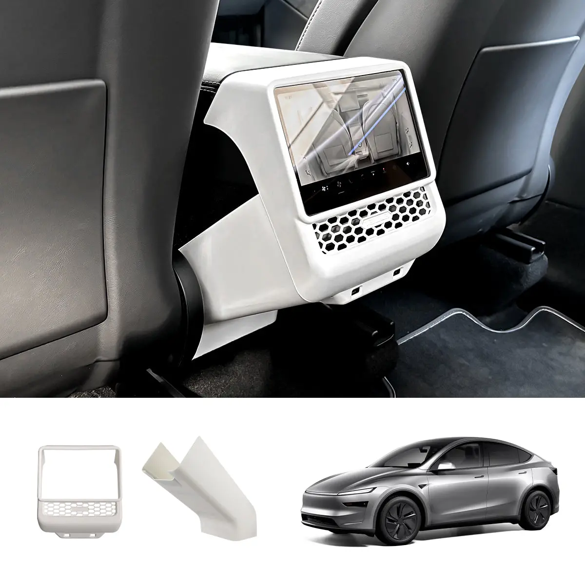 Rear Center Console Vent & Kick Panel Cover For Tesla Model Y Juniper 2025+ 9