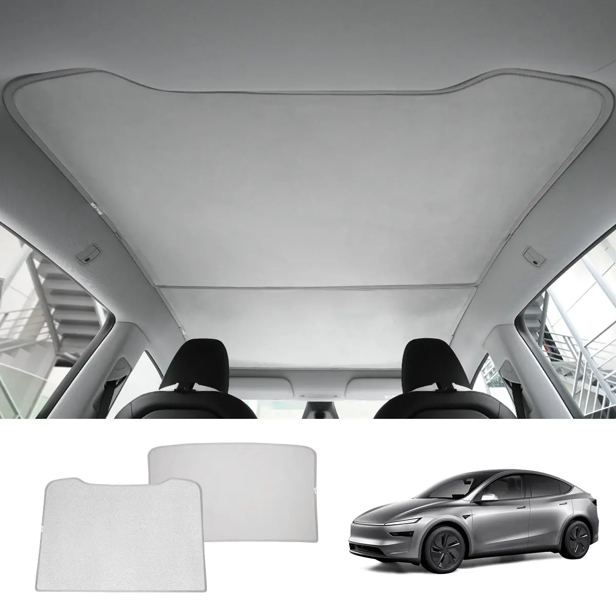 Alcantara Split Nano Ice Crystal Glass Roof Sunshade For Tesla Model Y Juniper 2025+ 1