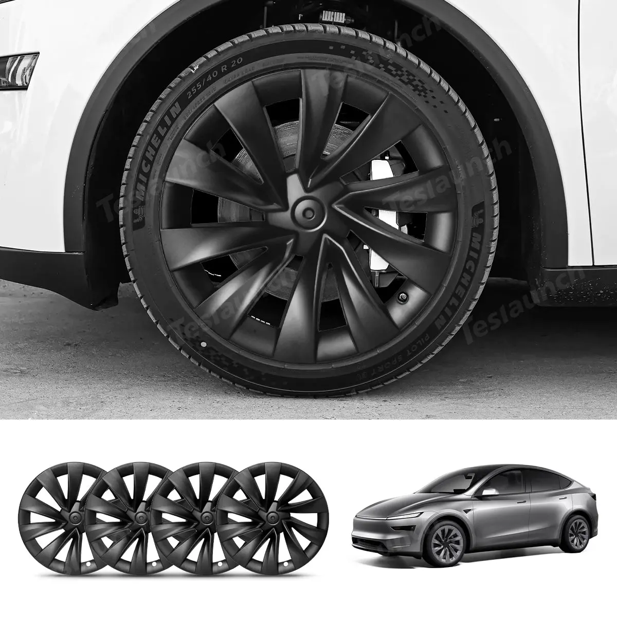 Helix 2.0 Style Wheel Hubcaps (Set Of 4) For Tesla 2025+ Model Y Juniper 20'' Helix 2.0 Wheels 1