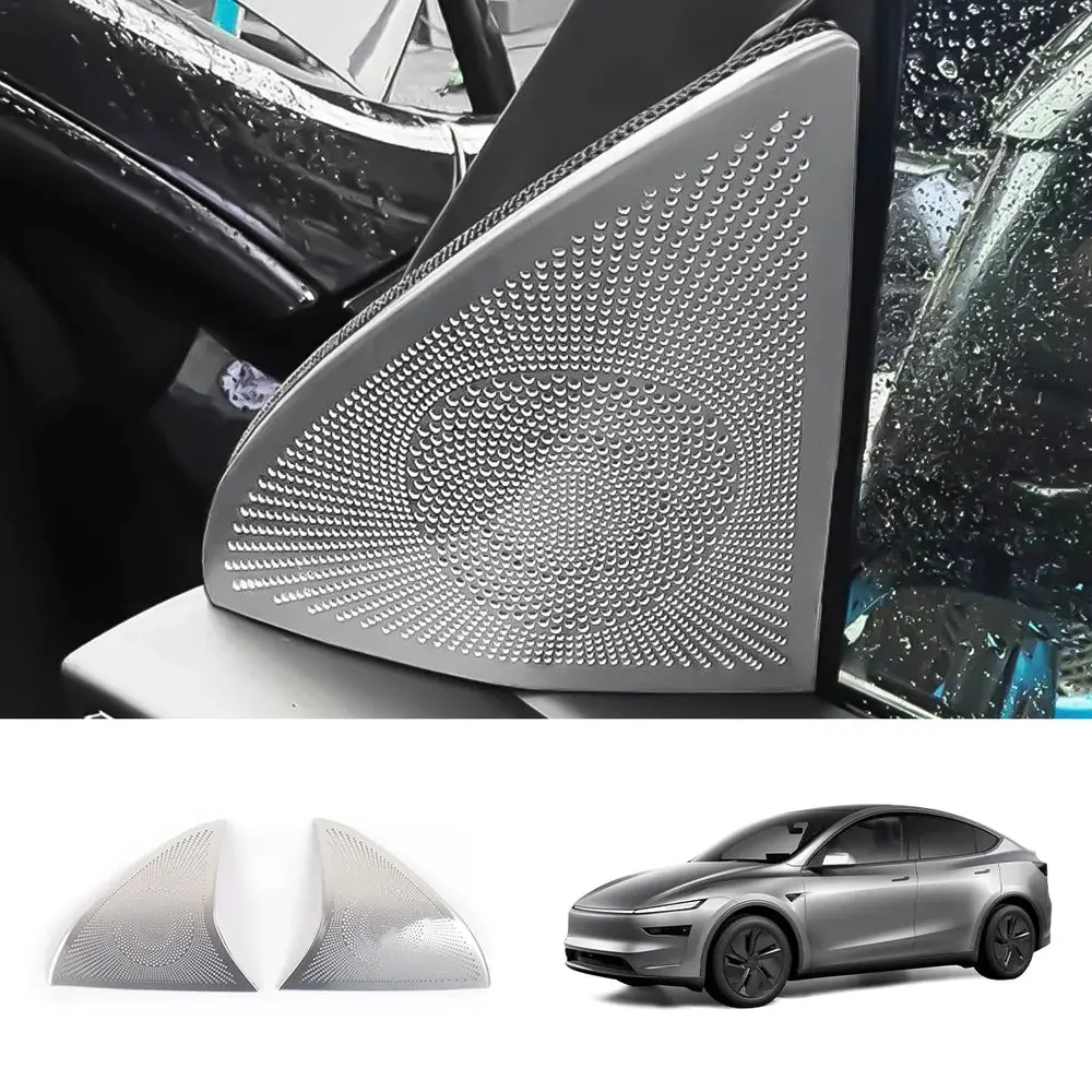Stainless Steel Front Door Triangle Speaker Covers For Tesla Model Y Juniper 2025+ 2