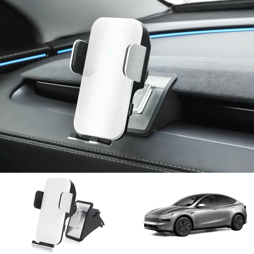 Dashboard Phone Holder With Solar Auto Clamp For Tesla Model Y Juniper 2025+ 1