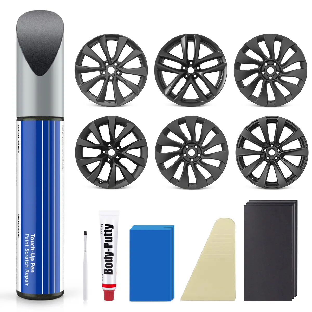 Wheel Rim Touch Up Paint Kit For Tesla Model 3/Y/S/X - Diy Curb Rash Repair With Color-Matched Paint 1