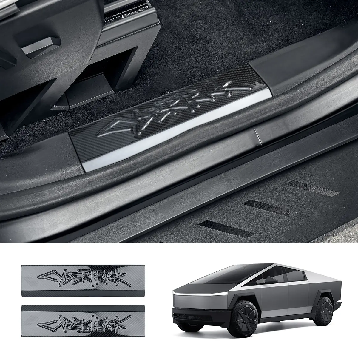 [Real Carbon Fiber] Front Door Sill Protector For Tesla Cybertruck (2 Pcs) 1