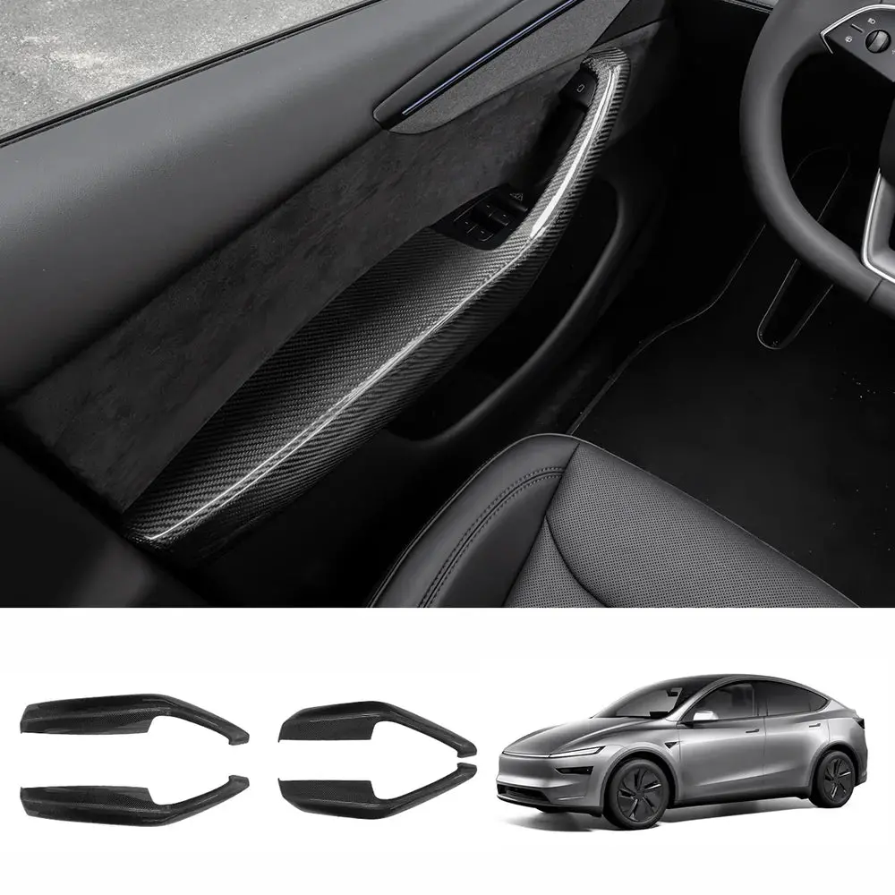 [Real Carbon Fiber] Interior Door Armrest Trim Covers For Tesla Model Y Juniper 2025+ (4Pcs) 1