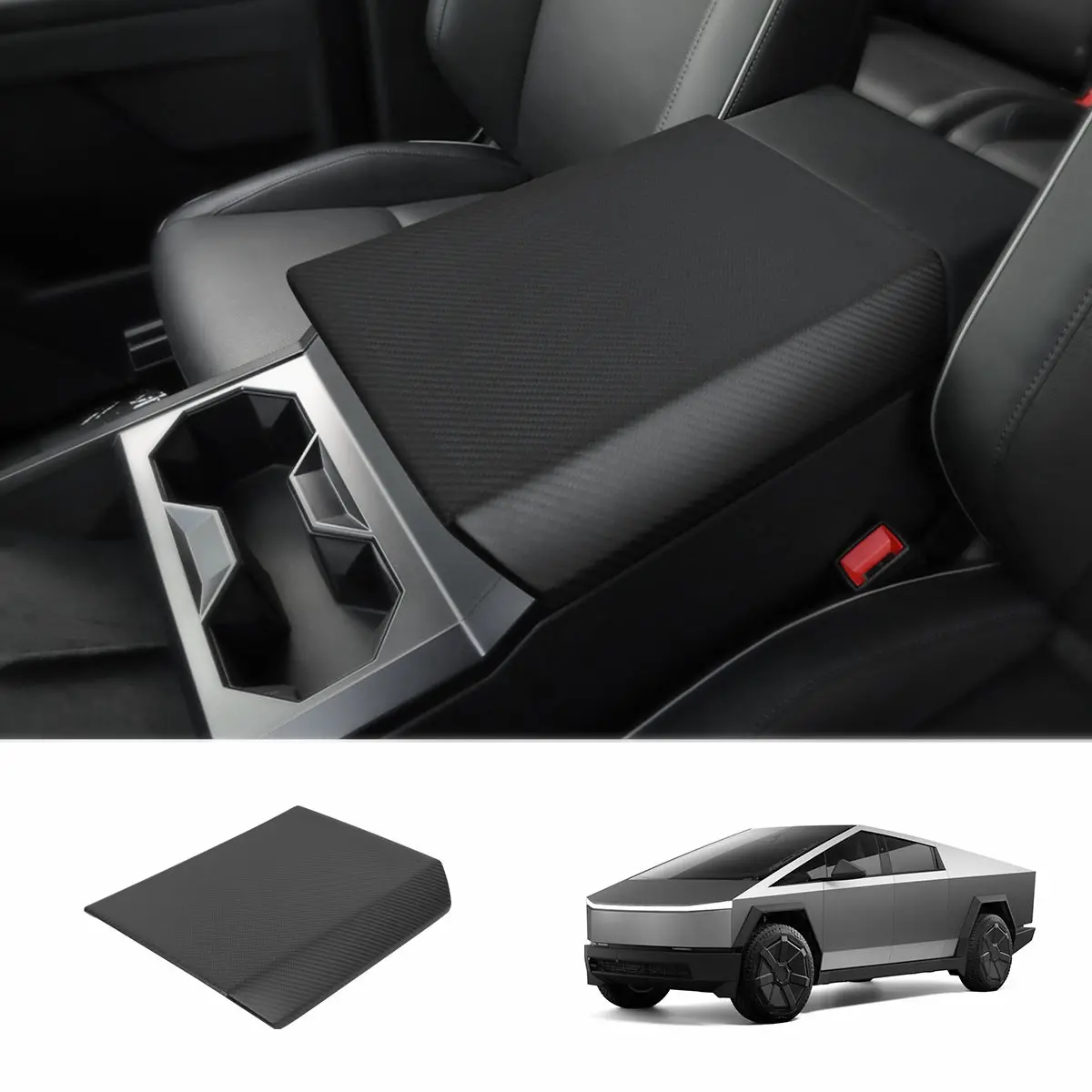 [Real Carbon Fiber] Center Console Armrest Cover For Cybertruck 2