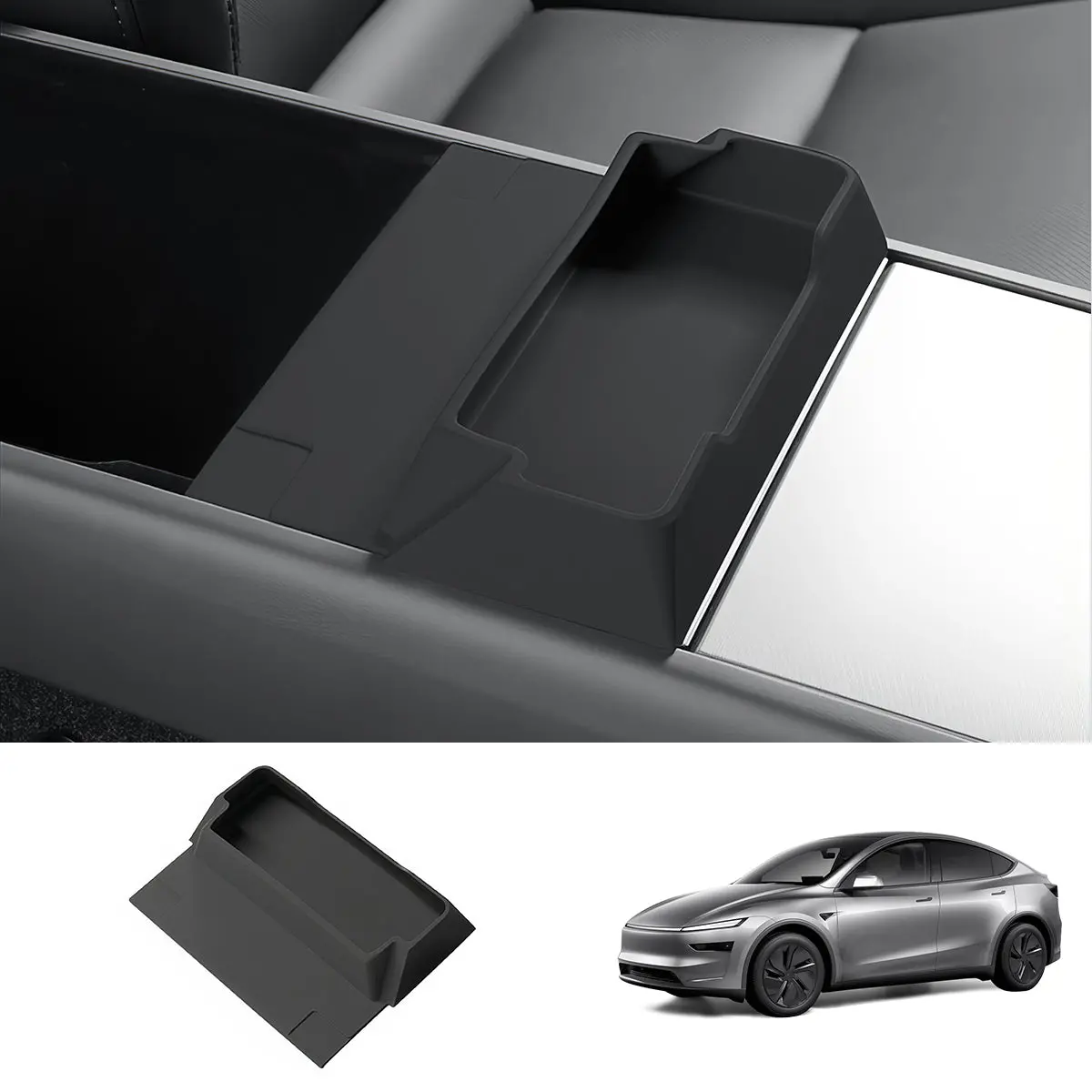 Multi-Functional Silicone Center Console Glasses Tray For Tesla Model Y Juniper 2025+ 1