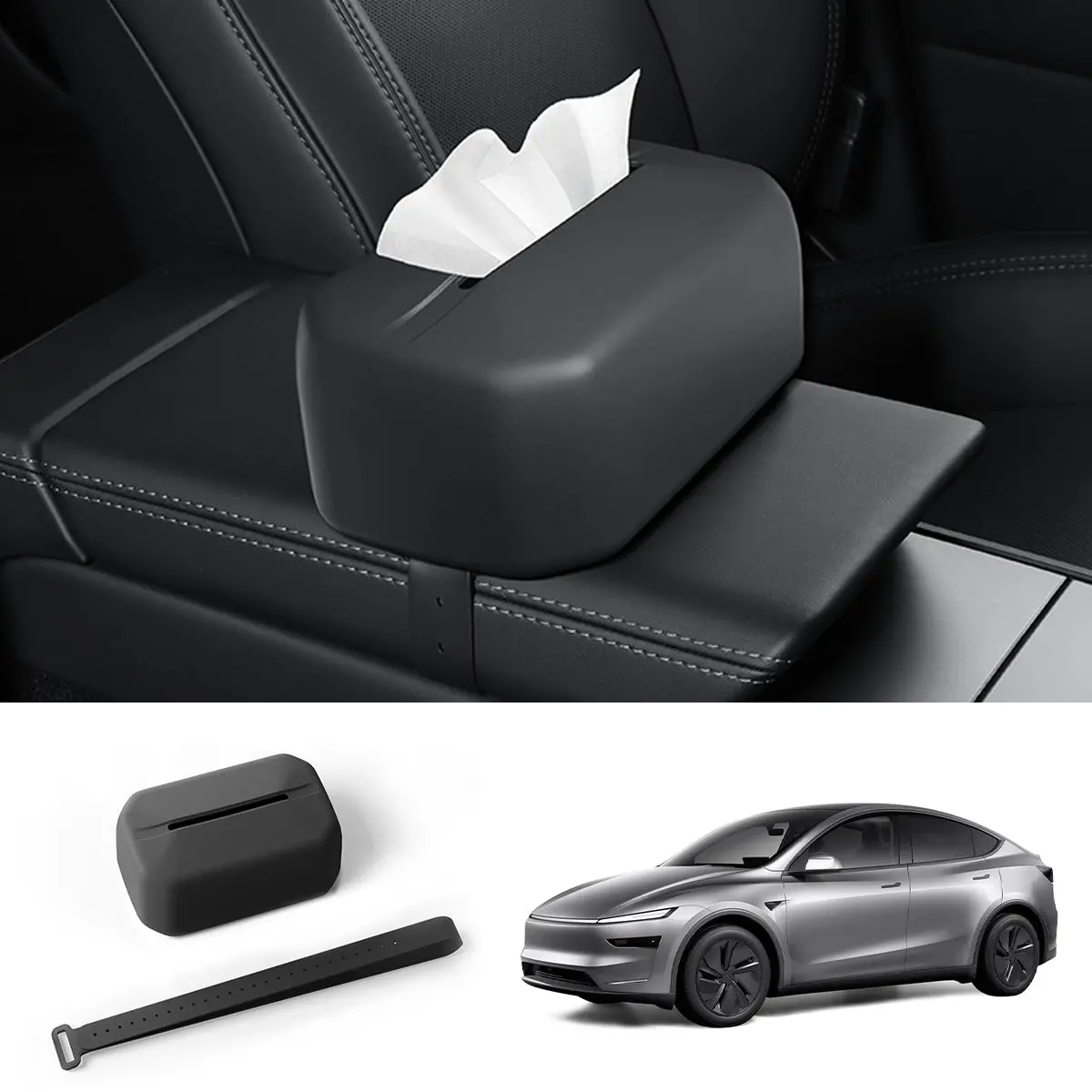 Adjustable Silicone Tissue Box For Tesla Model Y Juniper 2025+ 1