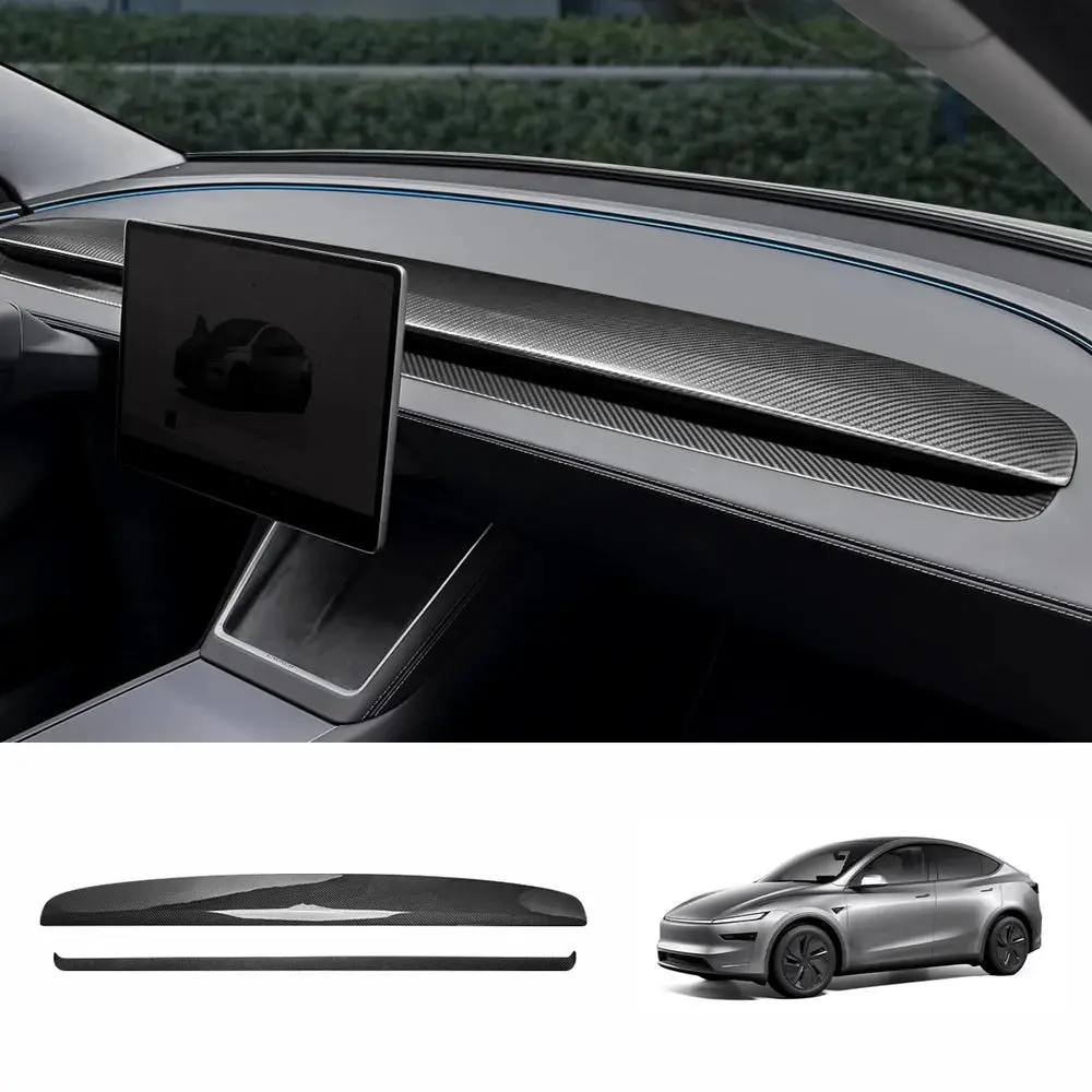 [Real Carbon Fiber] Dashboard Vent Trim For Tesla Model Y Juniper 2025+ 1