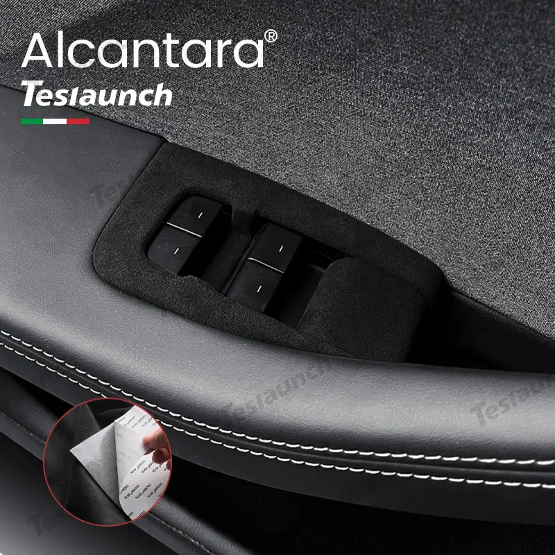 Alcantara Window Switch Button Cover Sticker 6 Pcs For 2024+ Model 3 Highland 1