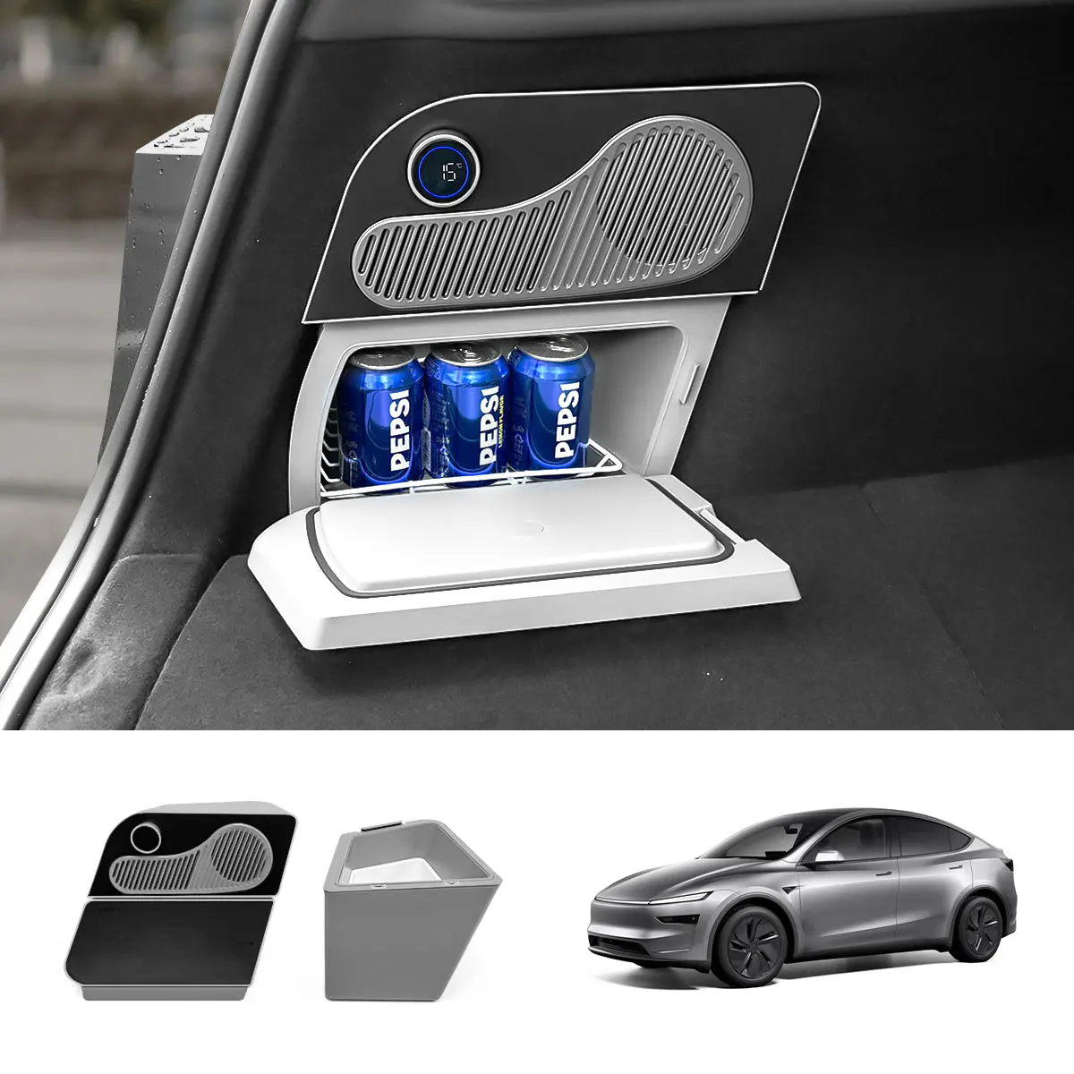 15L Hidden Rear Trunk Refrigerator – Compressor Cooler For Tesla Model Y Juniper 2025+ 1