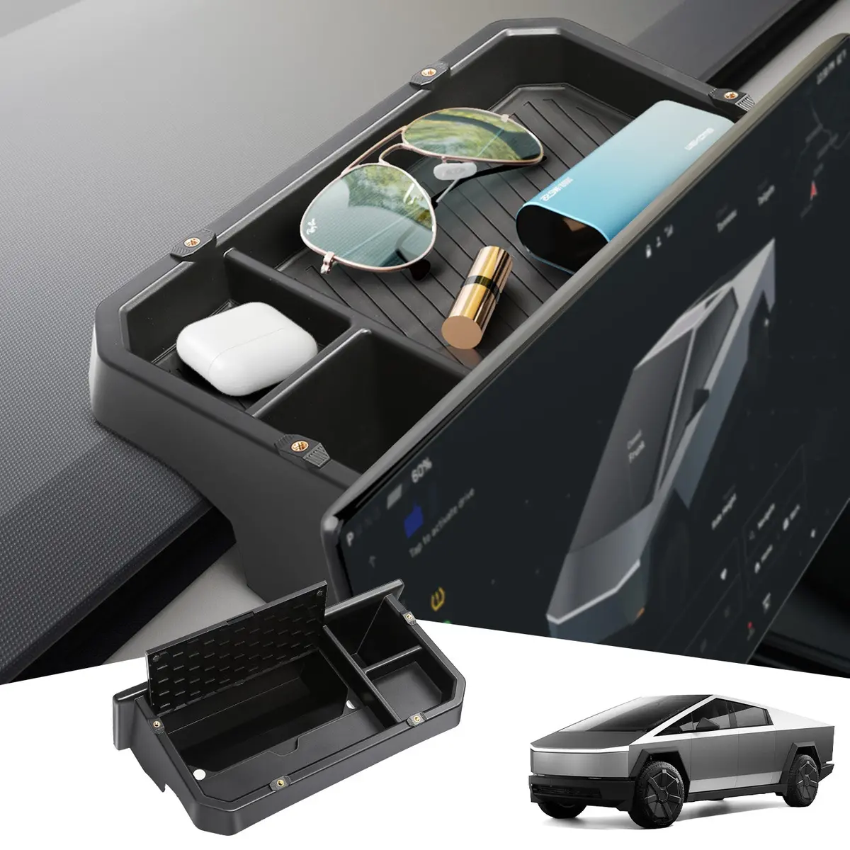 Center Console Behind Screen Storage Box For Cybertruck 1