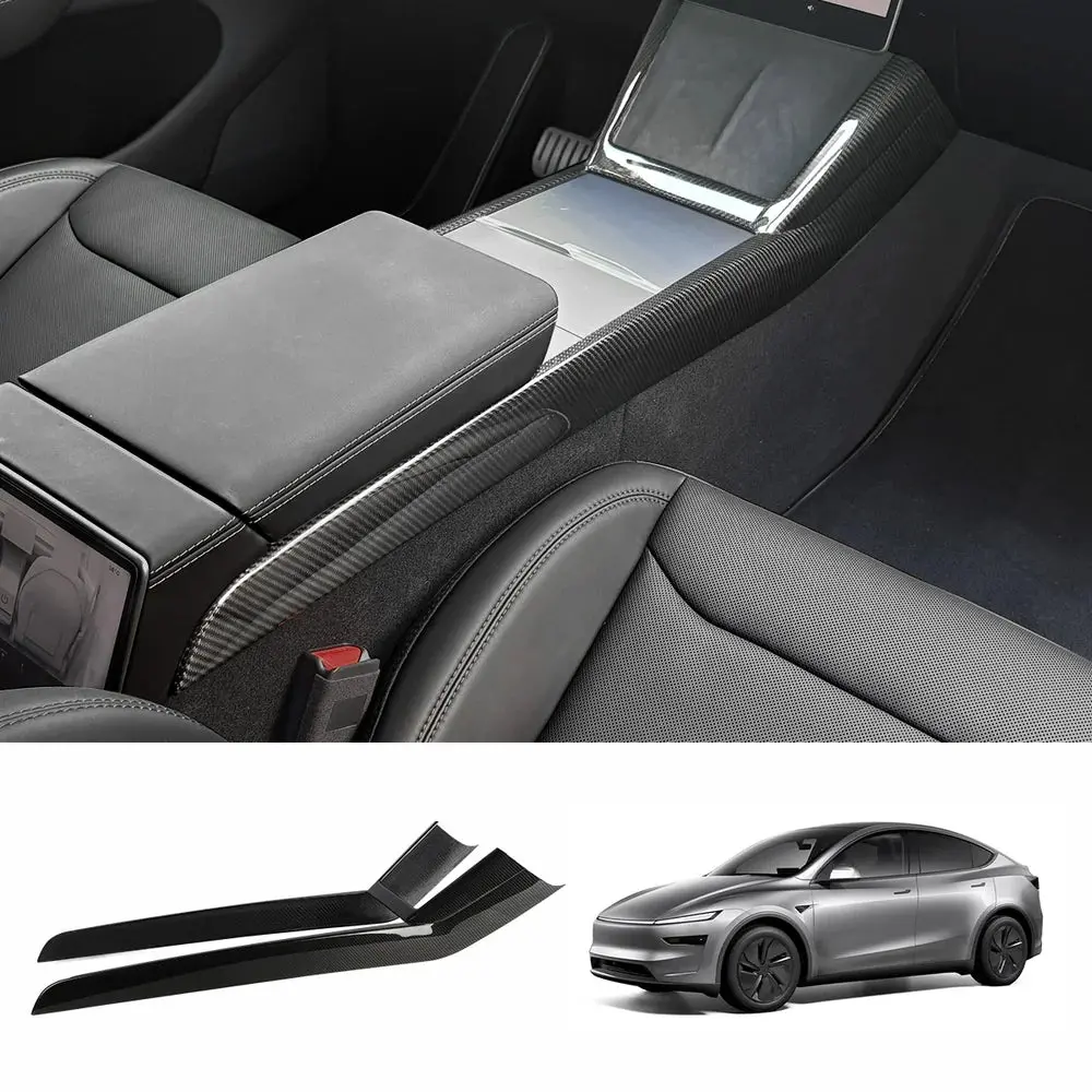 [Real Carbon Fiber] One-Piece Center Console Side Trim For Tesla Model Y Juniper 2025+ 1