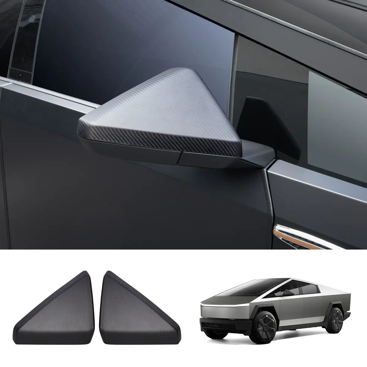 [Real Carbon Fiber] Rear View Mirror Covers (1 Pair) For Cybertruck 2