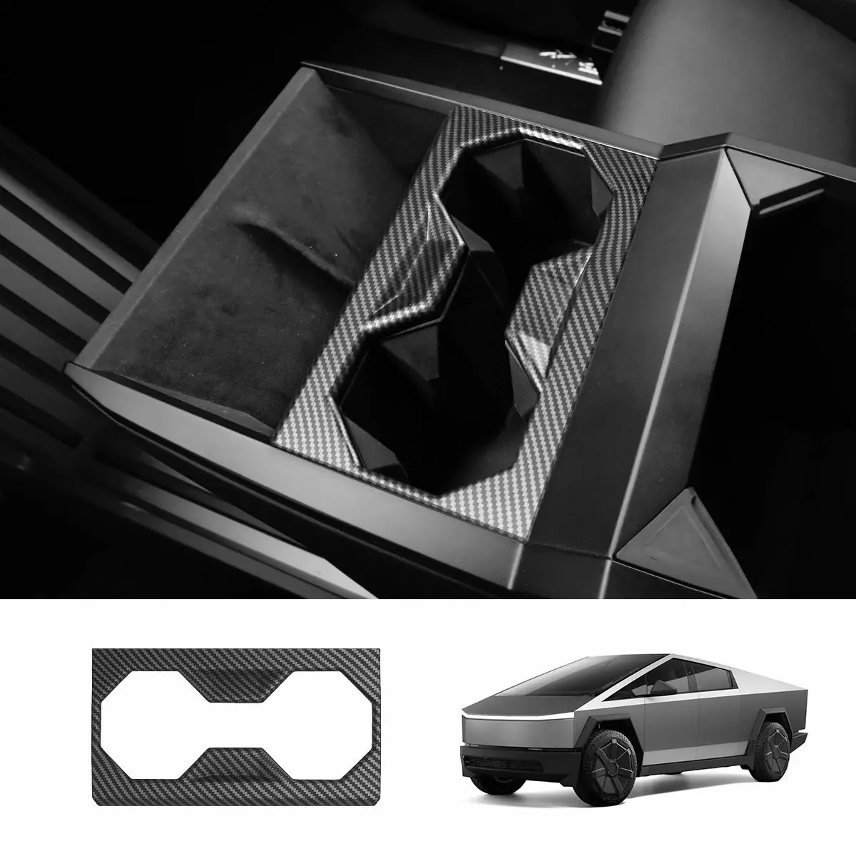 Center Console Cup Holder Frame Trim Cover Panel For Cybertruck 2