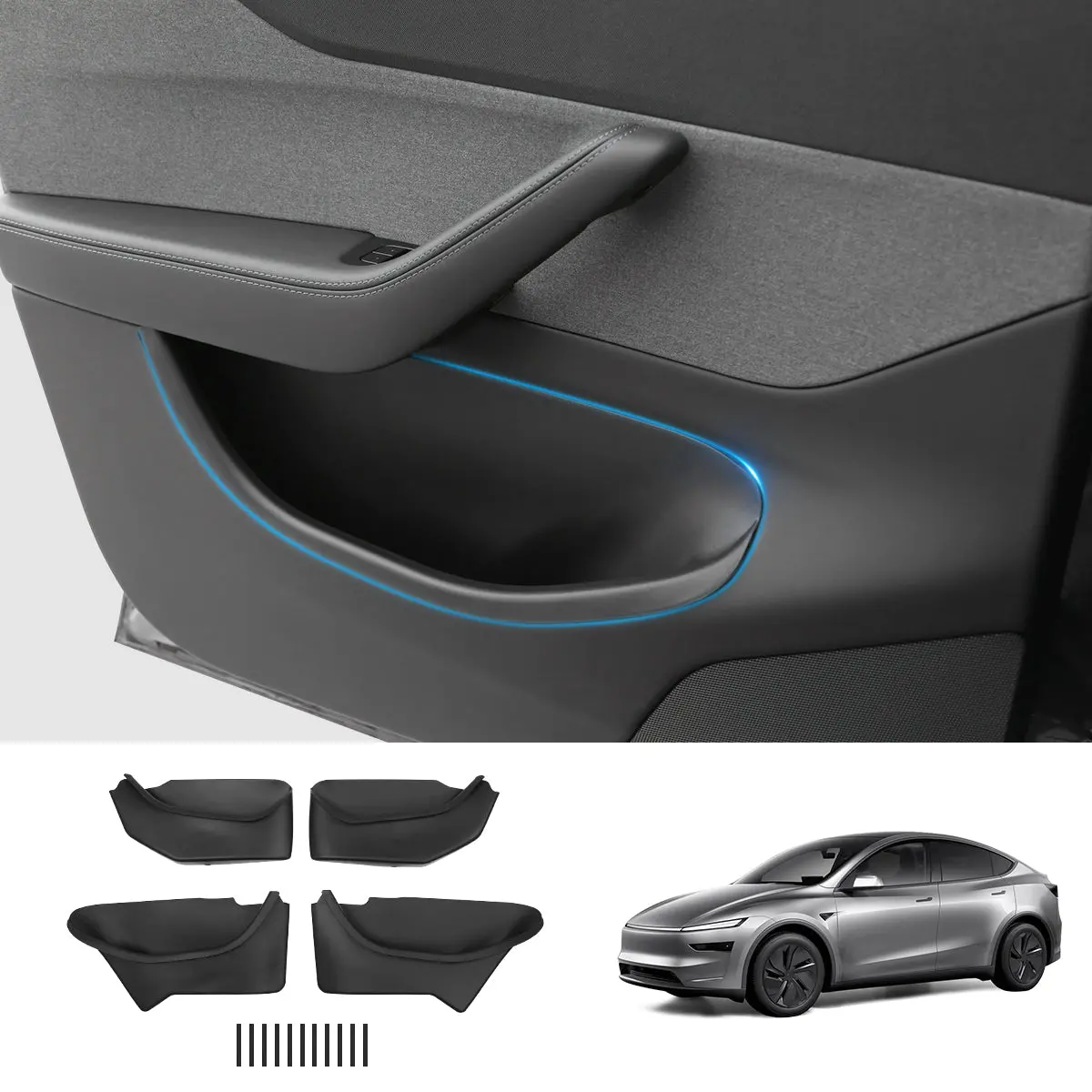 Full-Coverage Door Storage Organizer – Waterproof & Dirt-Resistant For Tesla Model Y Juniper 2025+ 1