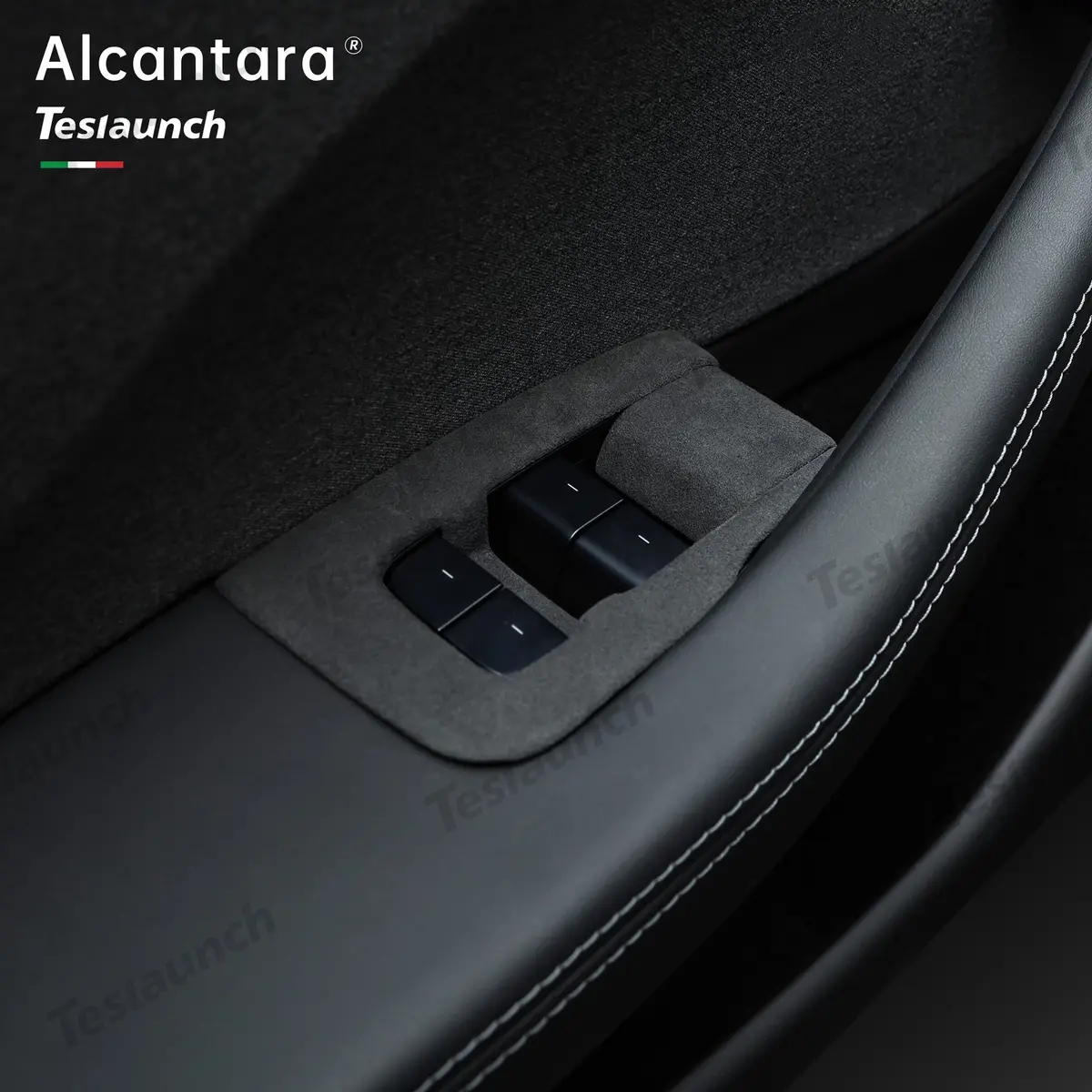 Alcantara Window Switch Button Cover 6 Pcs For 2024+ Model 3 Highland 1