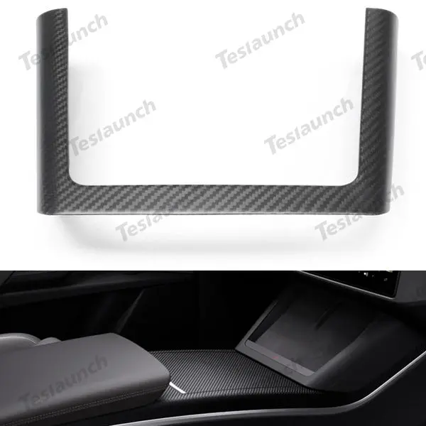 [Real Carbon Fiber] Central Control Charging Frame Cover For Model X 2021+ 1