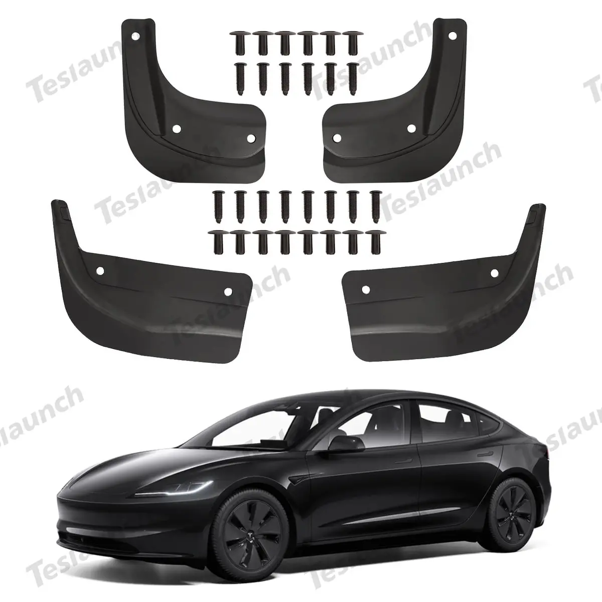 Mud Flaps Splash Guards Front Rear Mudguard Kit, No Drill Fender(4 Pcs) For Tesla 2024+ Model 3 Highland 1