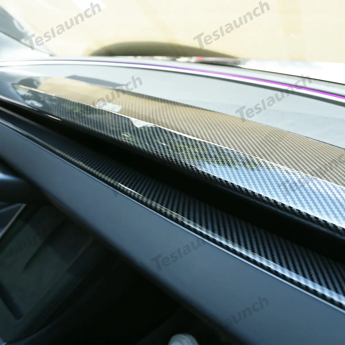 2024+ Model 3 Highland Dashboard Cover (Carbon Fiber Pattern Abs) For Tesla(2Pcs) 1