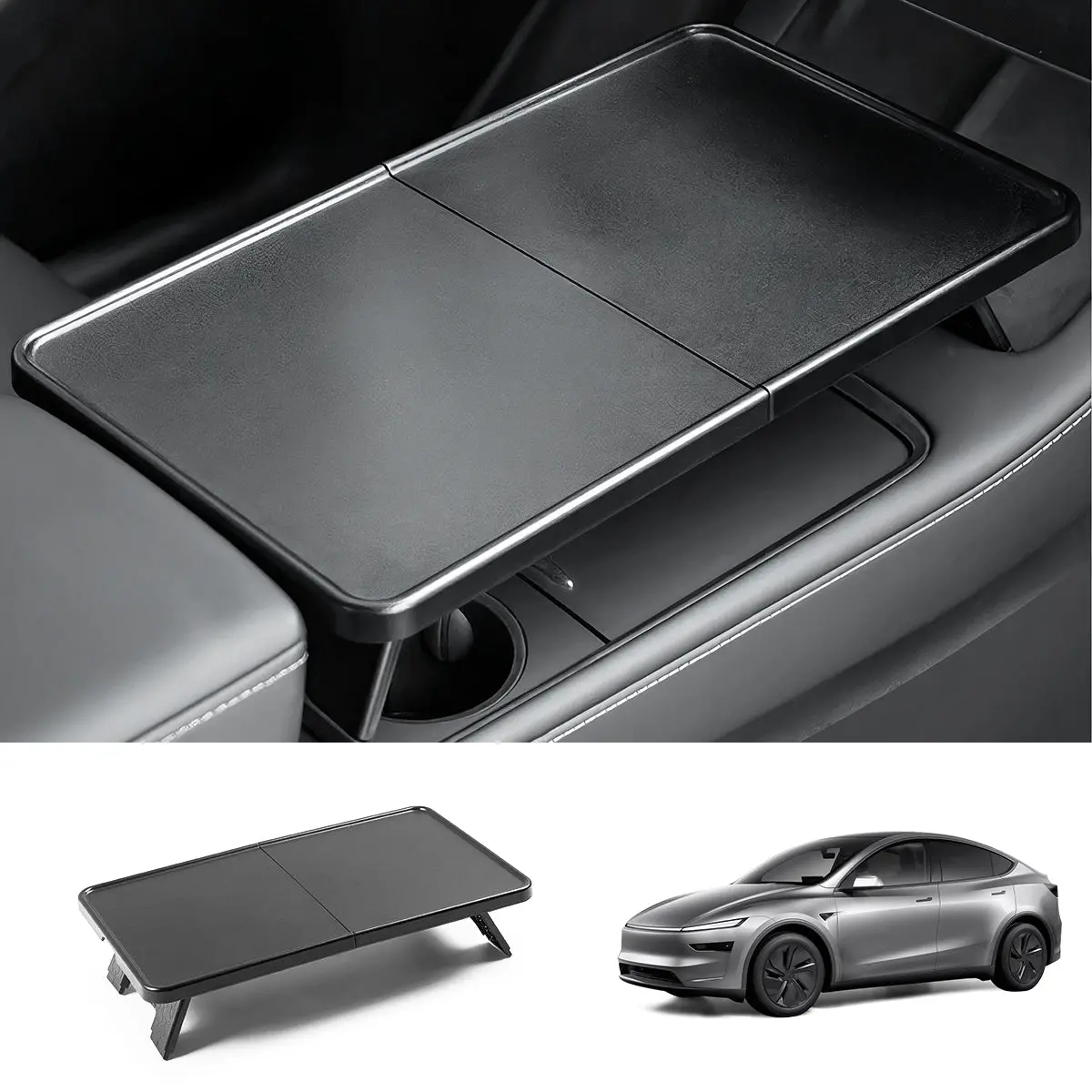 Multi-Functional Foldable Desk – Center Console Mount For Tesla Model Y Juniper 2025+ 1