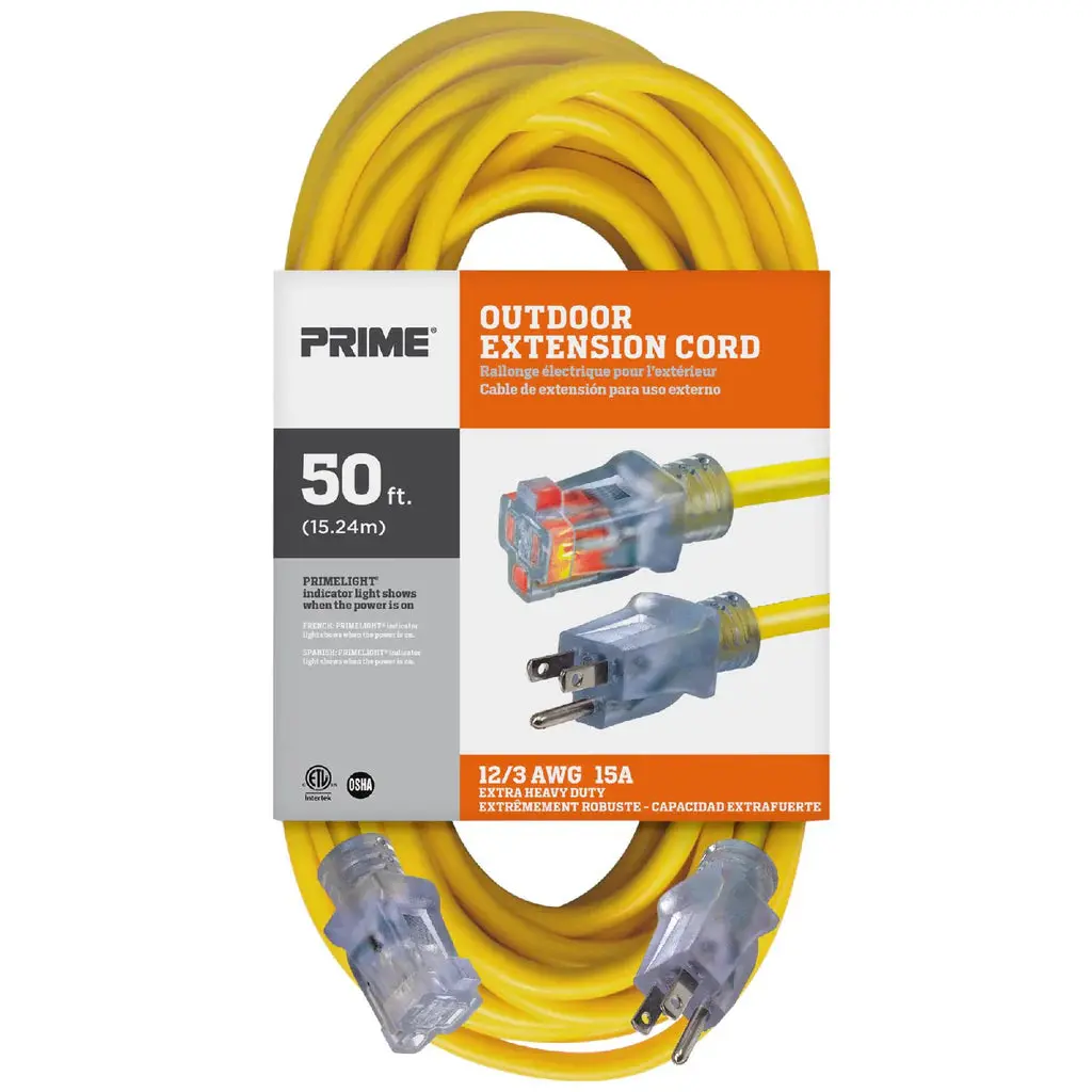 Prime Ec511830 50 Ft. 12/3 Sjtw Single Tap Extension Cord 1