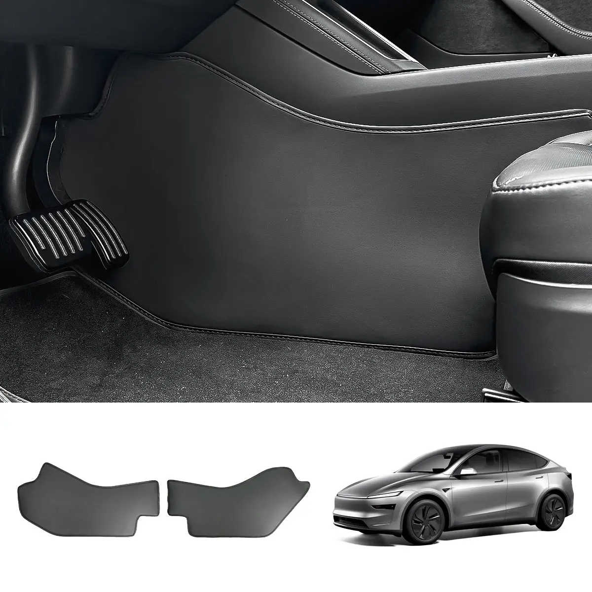 Center Console Side Kick Protectors – Leather Covers For Tesla Model Y Juniper 2025+ 1