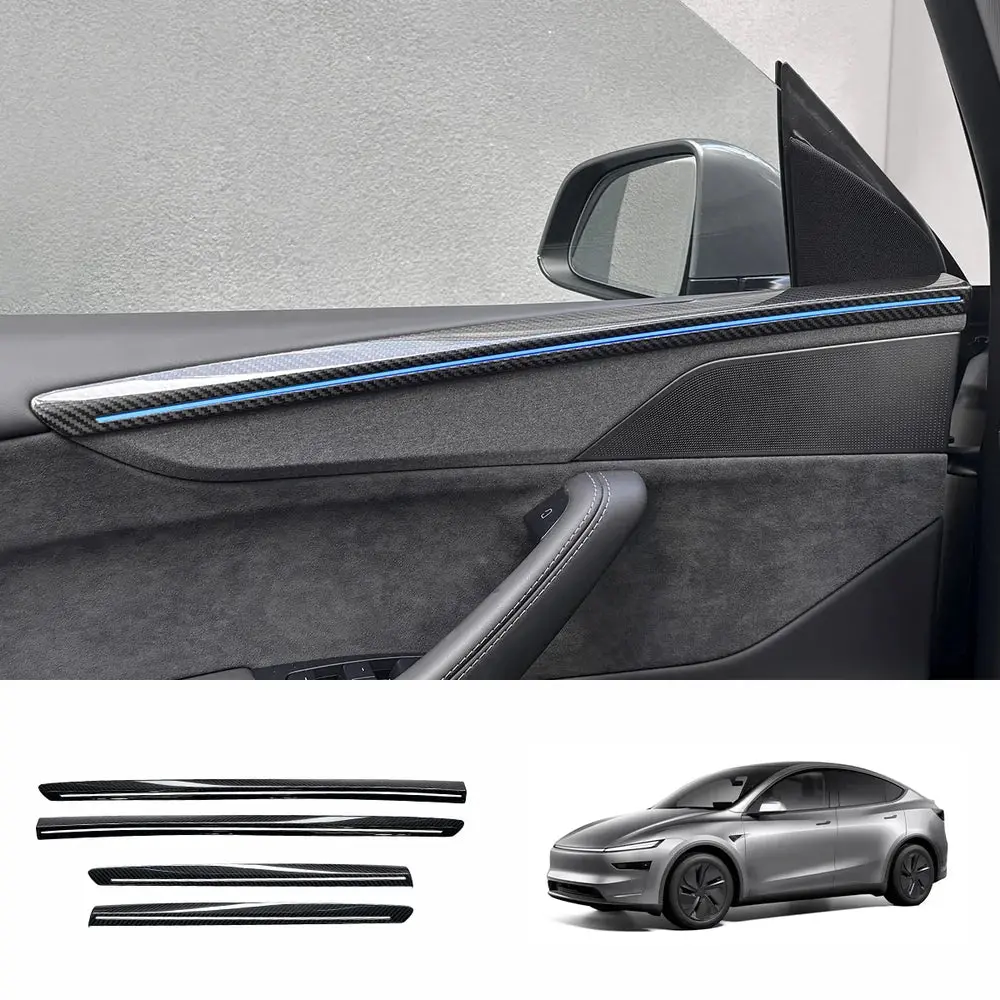 [Real Carbon Fiber] Door Trim Cover For Tesla Model Y Juniper 2025+ (4 Pcs) 1