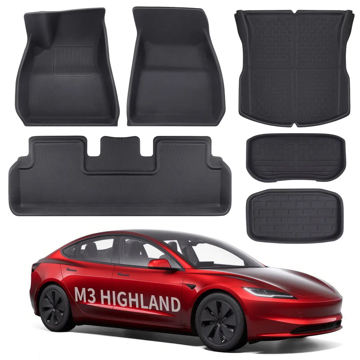 All Weather Xpe Interior Floor Mats Cargo Liners Set For Tesla 2024+ Model 3 Highland 3