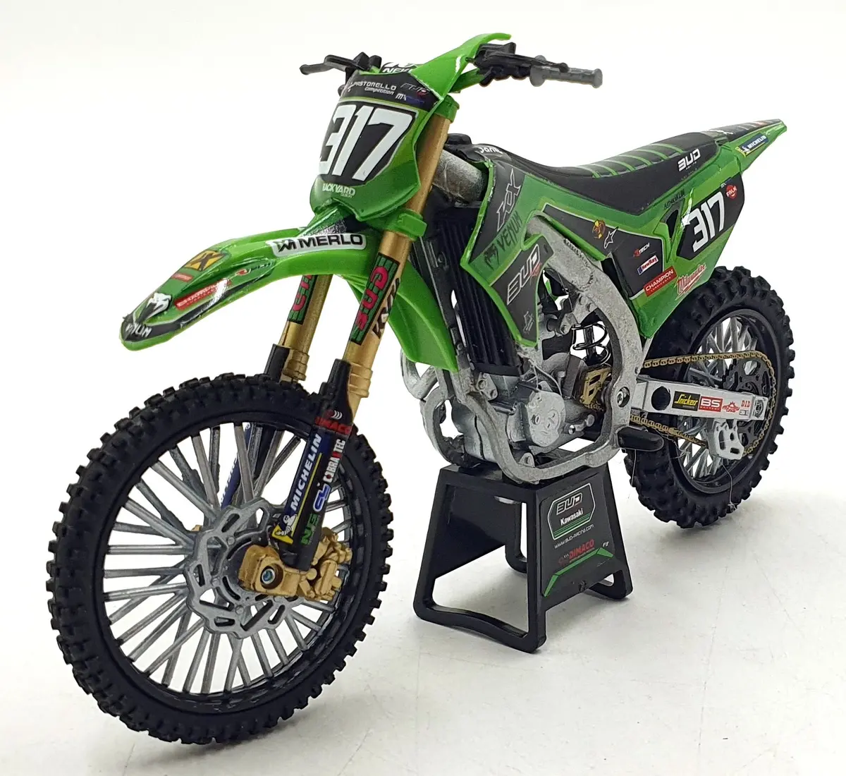 Newray 1/12 Scale Ss-58143 - Kawasaki #317 Motorbike Bud Racing - Valin 1