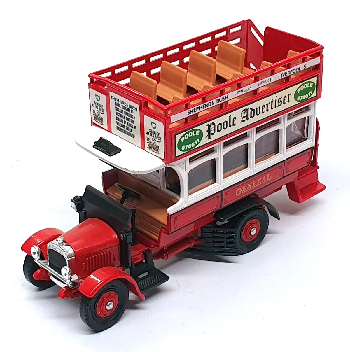 Corgi Appx 15Cm Long Diecast Tcb02b - Thornycroft Bus Poole Advertiser Reworked 1