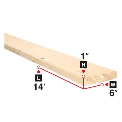 1 In. X 6 In. X 14 Ft. Spruce Lumber 1