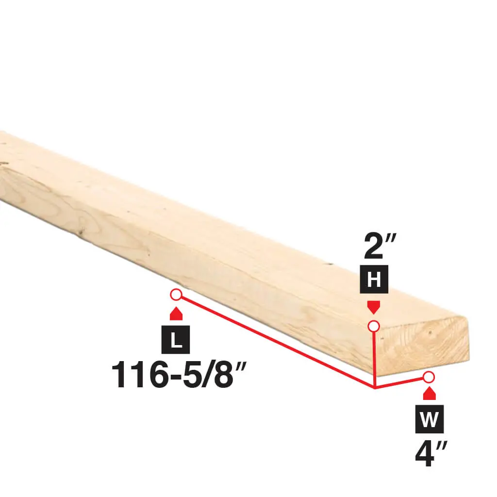 2 In. X 4 In. X 116-5/8 In. Spruce Lumber 1