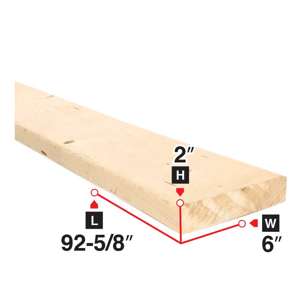 2 In. X 6 In. X 92-5/8 In. Spruce Lumber 1