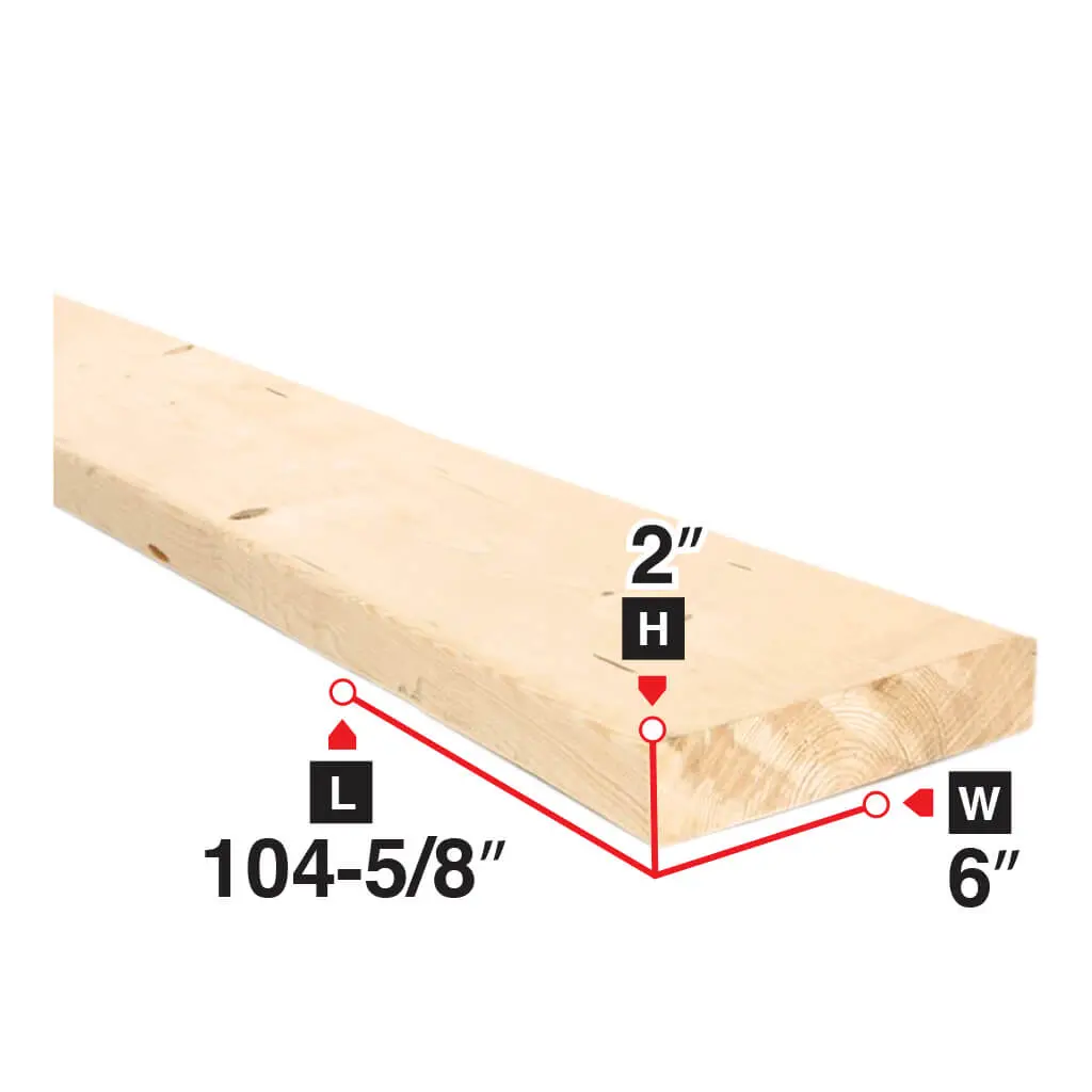 2 In. X 6 In. X 104-5/8 In. Spruce Lumber 1
