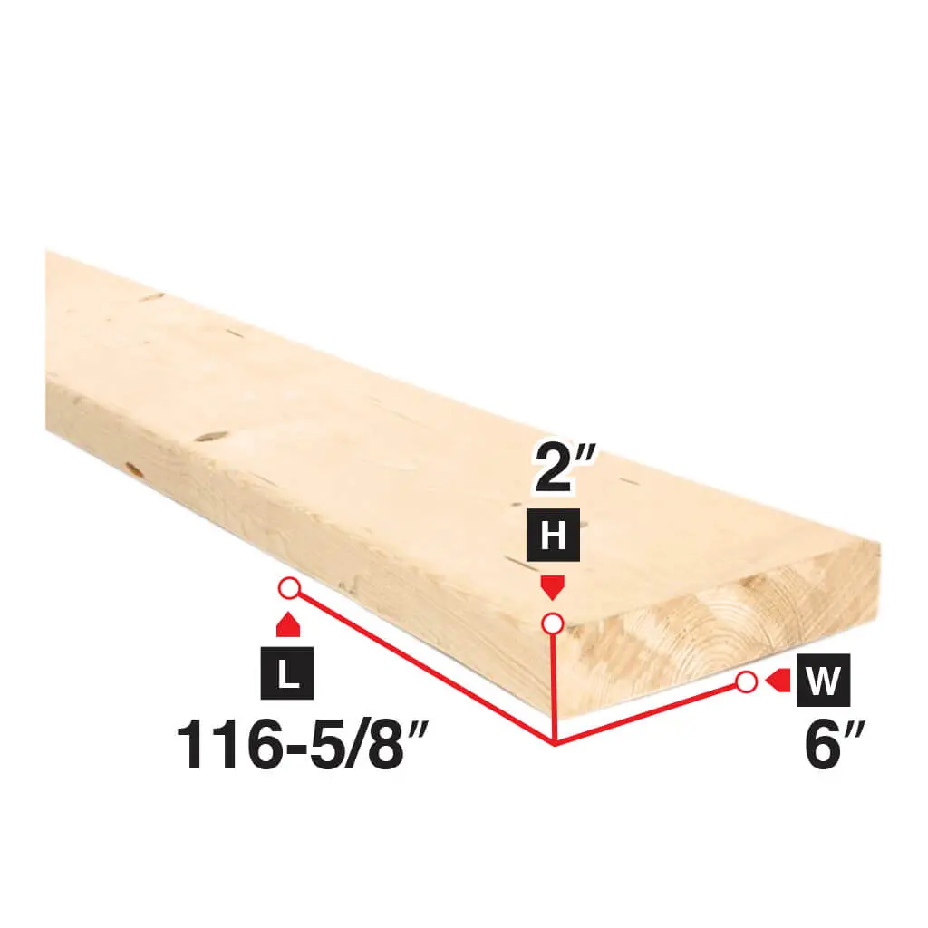 2 In. X 6 In. X 116-5/8 In. Spruce Lumber 1