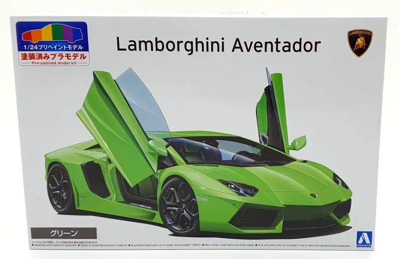 Aoshima 1/24 Scale Unbuilt Pre-Painted Kit 62036- Lamborghini Aventador - Green 1