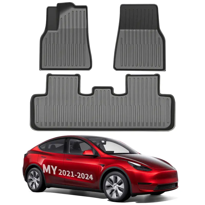 All Weather Tpe Interior Floor Mats Cargo Liners Set For Tesla 2021-2024 Model Y 1