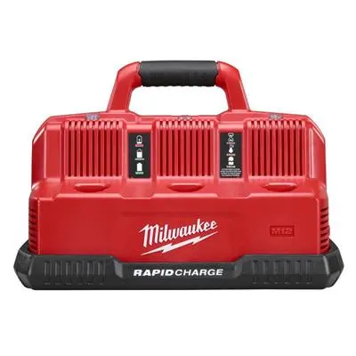 Milwaukee 48-59-1807 18-Volt/12-Volt M18/M12 Lithium-Ion Multi Voltage 6-Port Sequential Rapid Battery Charge Station 1