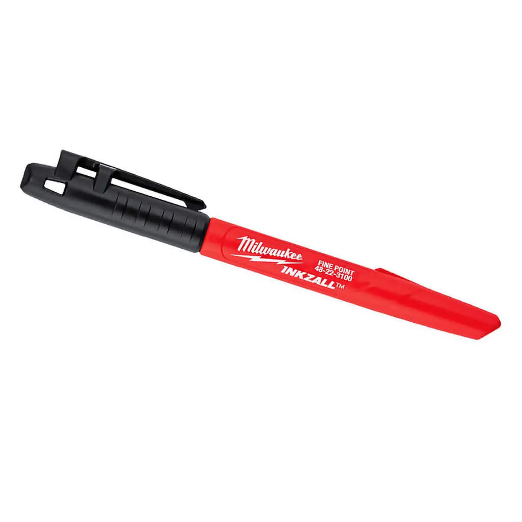 Milwaukee 48-22-3100 Black Fine Point Inkzall Marker With Lanyard Hole & Hardhat Clip 1
