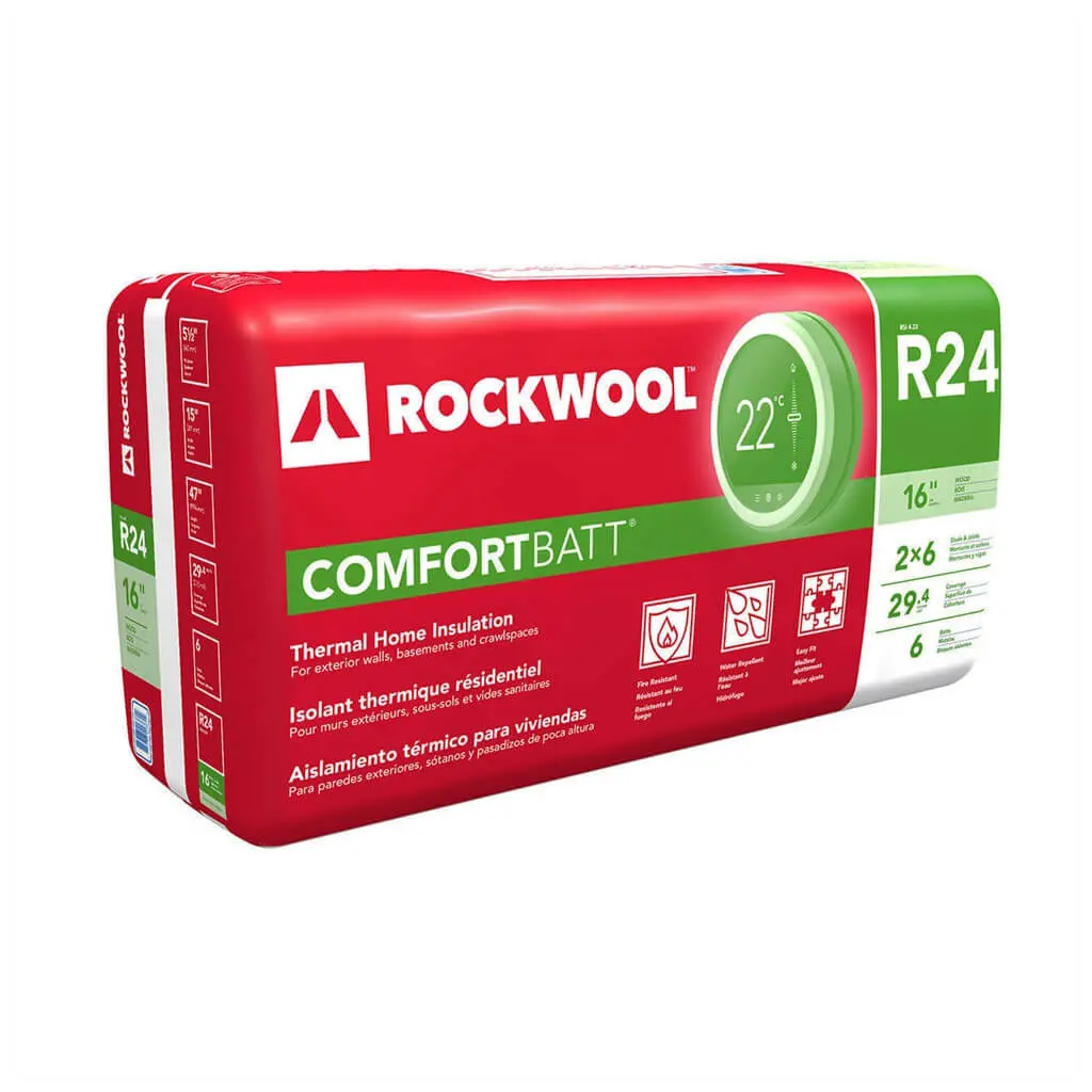 Rockwool Comfortbatt R24 5.5 In. X 15 In. X 47 In. Wood Stud Insulation 1