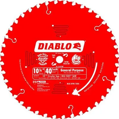 Freud Diablo D1040w 10-1/4 In. 40-Tooth High Density Carbide Tipped General Purpose Wood Cutting Beam Saw Blade 1
