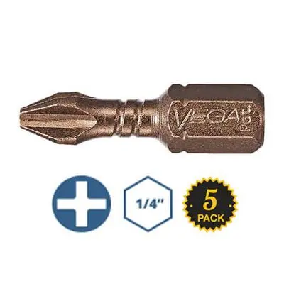 Vega P125p1a-C5 #1 X 1 In. Phillips Drive Impactech Gunmetal Bronze Insert Bit (5-Pack) 1