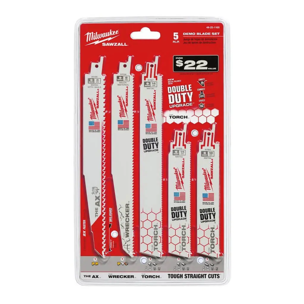 Milwaukee 49-22-3305 Sawzall Demolition Blade Set (5-Piece) 1