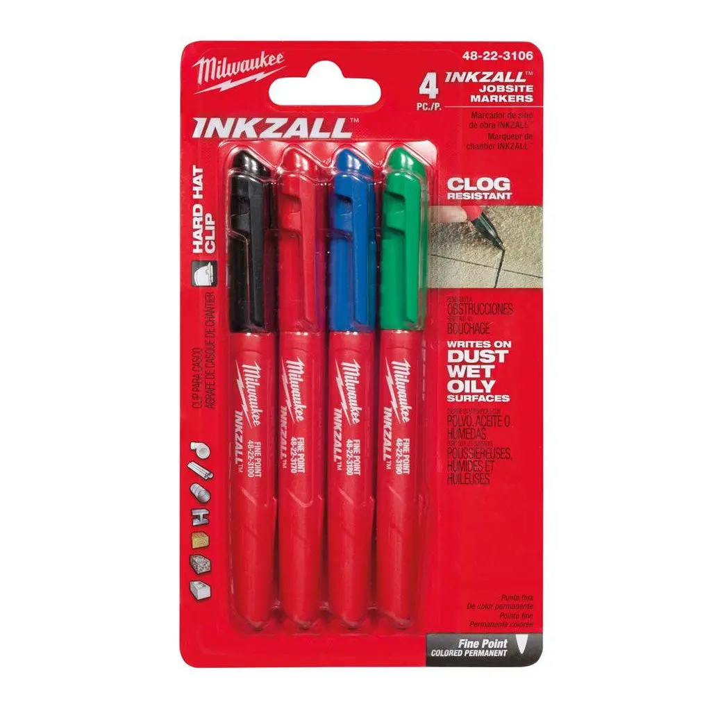 Milwaukee 48-22-3106 Assorted Colour Fine Point Inkzall Marker (4-Piece) 1
