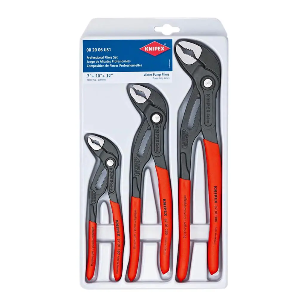 Knipex 00 20 06 Us1 Self-Locking Cobra Water Pump Pliers Set (3-Piece) 1