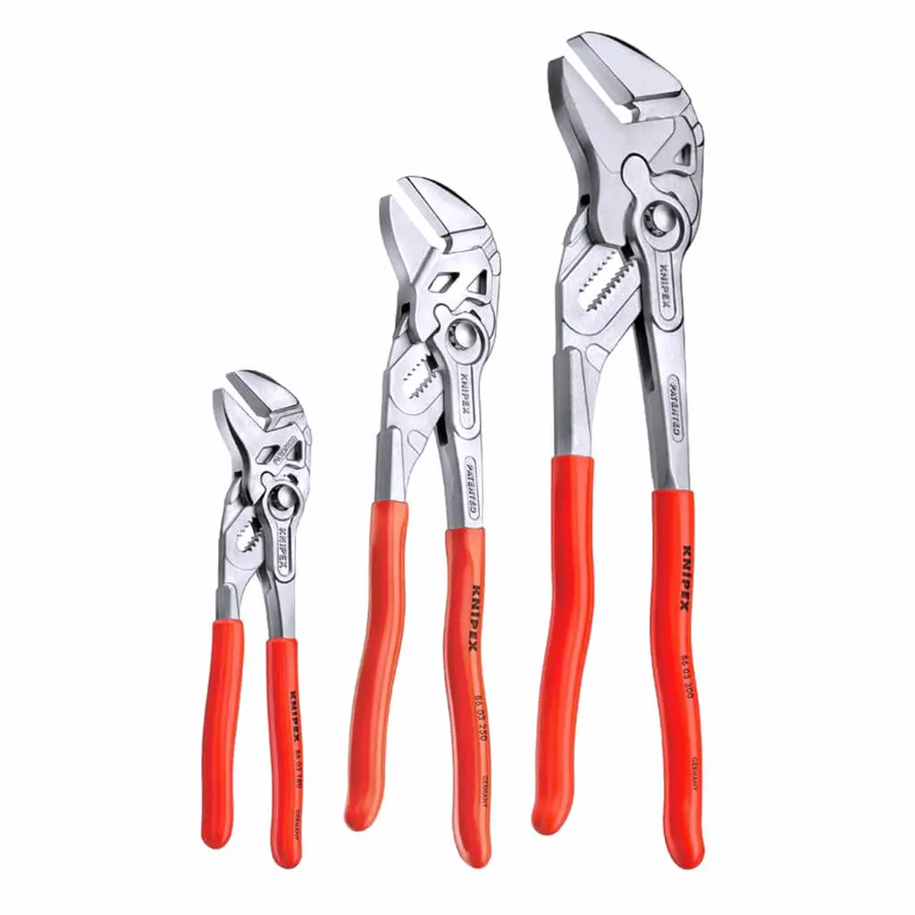 Knipex 00 20 06 Us2 3-Piece Pliers Wrench Set (7 1/4 In., 10 In., 12 In.) 1